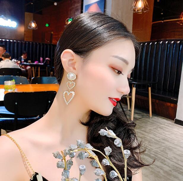 Pearl Rhinestone Drop Earrings