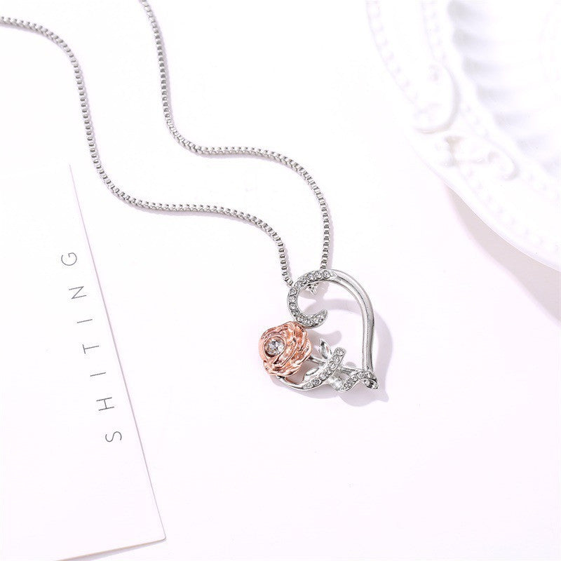 Love Rose Zircon Necklace Necklace Romance