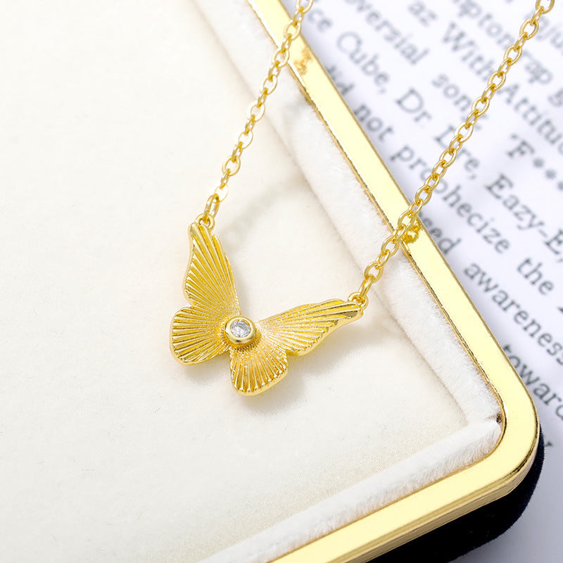 Butterfly Zircon Pendant Necklace