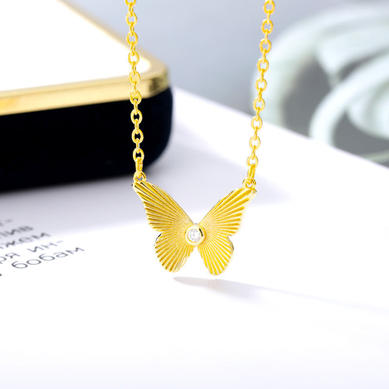 Butterfly Zircon Pendant Necklace